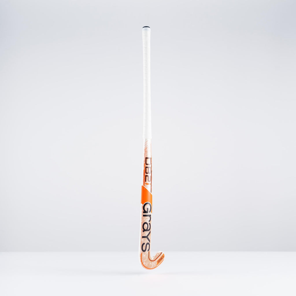 HBAS25Wooden Sticks DB2i Dynabow Wood Hybrid Indoor Hockey Stick White & Orange Back Angle