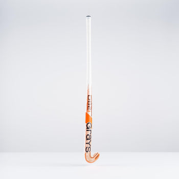 HBAS25Wooden Sticks DB2i Dynabow Wood Hybrid Indoor Hockey Stick White & Orange Back Angle